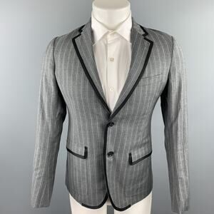 BAND OF OUTSIDERS Size 36 Grey Stripe Wool Notch Lapel Sport Coat